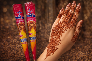 حنا طراحی قیفی رنگ قهوهای عایشه بسته دوعددی