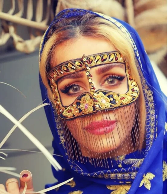 نقاب بندری گلابتون دوزی