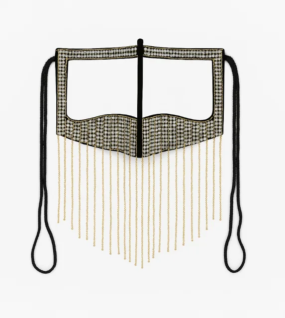 نقاب بندری نگین سفید زنیجر سفید